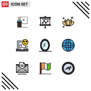 Set of 9 Modern UI Icons Symbols Signs for develop bad graph tree leaf Editable Vector Design Elements