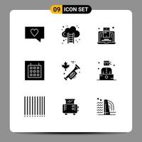 Modern Set of 9 Solid Glyphs and symbols such as bandit speaker blogger canada layout Editable Vector Design Elements