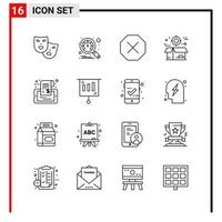 16 General Icons for website design print and mobile apps 16 Outline Symbols Signs Isolated on White Background 16 Icon Pack Creative Black Icon vector background