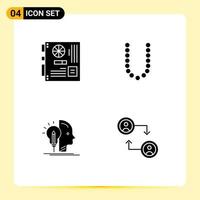 Group of 4 Solid Glyphs Signs and Symbols for computer user mother beauty making Editable Vector Design Elements