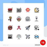 Universal Icon Symbols Group of 16 Modern Flat Color Filled Lines of grinding construction set muslims star Editable Creative Vector Design Elements