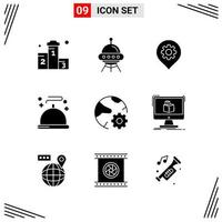 9 Icons Solid Style Grid Based Creative Glyph Symbols for Website Design Simple Solid Icon Signs Isolated on White Background 9 Icon Set Creative Black Icon vector background