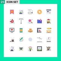 conjunto de 25 iconos modernos de la interfaz de usuario símbolos signos para el código alimentos calendario donuts bagels elementos de diseño vectorial editables vector