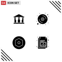 Solid Glyph Pack of 4 Universal Symbols of bank screw computer hardware document Editable Vector Design Elements