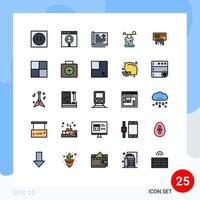 25 Universal Filled line Flat Color Signs Symbols of mind concentration development balance report Editable Vector Design Elements