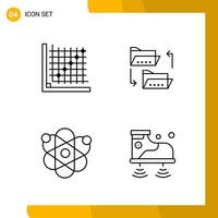 4 Icon Set Line Style Icon Pack Outline Symbols isolated on White Backgound for Responsive Website Designing Creative Black Icon vector background