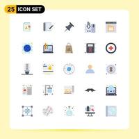 Conjunto de 25 colores planos universales para aplicaciones web y móviles servicio de documentos entrega de embalaje de libros de notas elementos de diseño vectorial editables vector