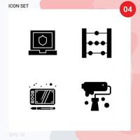 4 User Interface Solid Glyph Pack of modern Signs and Symbols of laptop artistic abacus design creative Editable Vector Design Elements
