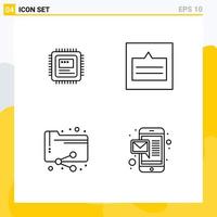 Modern Set of 4 Filledline Flat Colors Pictograph of cpu share hardware links documents Editable Vector Design Elements