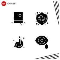 Collection of 4 Vector Icons in solid style Pixle Perfect Glyph Symbols for Web and Mobile Solid Icon Signs on White Background 4 Icons Creative Black Icon vector background