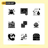 9 Creative Icons for Modern website design and responsive mobile apps 9 Glyph Symbols Signs on White Background 9 Icon Pack Creative Black Icon vector background