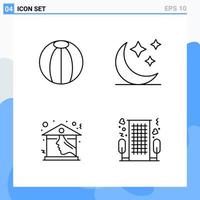 Modern 4 Line style icons Outline Symbols for general use Creative Line Icon Sign Isolated on White Background 4 Icons Pack Creative Black Icon vector background