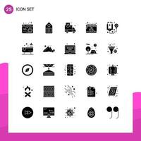 Mobile Interface Solid Glyph Set of 25 Pictograms of healthcare egg insurance festival calendar Editable Vector Design Elements