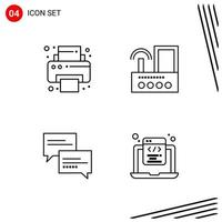 Collection of 4 Vector Icons in Line style Pixle Perfect Outline Symbols for Web and Mobile Line Icon Signs on White Background 4 Icons Creative Black Icon vector background