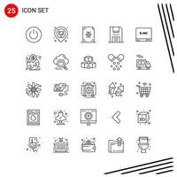 Collection of 25 Vector Icons in Line style Pixle Perfect Outline Symbols for Web and Mobile Line Icon Signs on White Background 25 Icons Creative Black Icon vector background