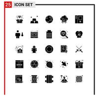 grupo de símbolos de iconos universales de 25 glifos sólidos modernos de elementos de diseño de vectores editables de carro de carro de globo de nevera uno al lado del otro