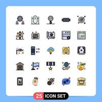 Set of 25 Commercial Filled line Flat Colors pack for man belt mirror accessories programming Editable Vector Design Elements