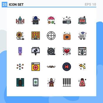 paquete de 25 colores planos creativos de línea llena de elementos de diseño vectorial editables de seguridad del dispositivo del sistema de presentación de acceso vector