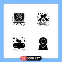 4 Solid Black Icon Pack Glyph Symbols for Mobile Apps isolated on white background 4 Icons Set Creative Black Icon vector background