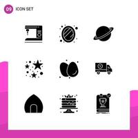 9 Creative Icons Modern Signs and Symbols of breakfast party planet stare mars Editable Vector Design Elements