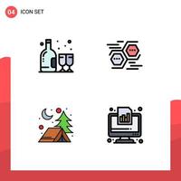 4 Creative Icons Modern Signs and Symbols of alcohol adventure bottle data night Editable Vector Design Elements