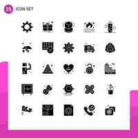 Modern Set of 25 Solid Glyphs and symbols such as radioactivity nuclear radiation object smoke garbage Editable Vector Design Elements