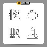 4 Black Icon Pack Outline Symbols Signs for Responsive designs on white background 4 Icons Set Creative Black Icon vector background