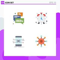 Group of 4 Flat Icons Signs and Symbols for group api support clock mobile Editable Vector Design Elements