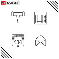 Pack of 4 creative Filledline Flat Colors of drink computer stork develop web Editable Vector Design Elements
