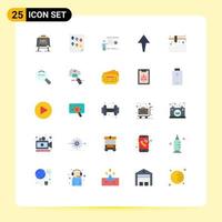 Mobile Interface Flat Color Set of 25 Pictograms of printing up report arrow report Editable Vector Design Elements