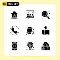 9 iconos creativos para el diseño moderno de sitios web y aplicaciones móviles receptivas 9 signos de símbolos de glifo sobre fondo blanco 9 paquete de iconos fondo de vector de icono negro creativo