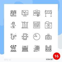 16 iconos creativos signos y símbolos modernos de rose road set obstáculos edificios elementos de diseño vectorial editables vector