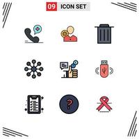 9 iconos creativos signos y símbolos modernos de la base de datos personal del servidor de campaña reciclan elementos de diseño vectorial editables vector