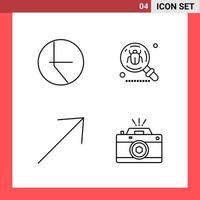 4 Icon Pack Line Style Outline Symbols on White Background Simple Signs for general designing Creative Black Icon vector background