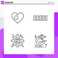 Set of 4 icons in Line style Creative Outline Symbols for Website Design and Mobile Apps Simple Line Icon Sign Isolated on White Background 4 Icons Creative Black Icon vector background