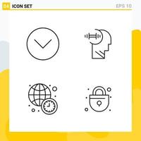 Collection of 4 Universal Line Icons Icon Set for Web and Mobile Creative Black Icon vector background