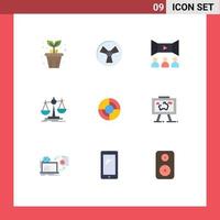 Set of 9 Modern UI Icons Symbols Signs for gps profit cinema loss balance Editable Vector Design Elements