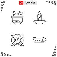 4 Icons Line Style Grid Based Creative Outline Symbols for Website Design Simple Line Icon Signs Isolated on White Background 4 Icon Set Creative Black Icon vector background