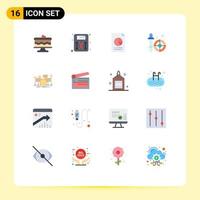 16 User Interface Flat Color Pack of modern Signs and Symbols of drums pipette document picker color picker Editable Pack of Creative Vector Design Elements