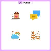 Flat Icon Pack of 4 Universal Symbols of home group couple chat happy Editable Vector Design Elements