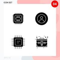 Vector Pack of 4 Icons in Solid Style Creative Glyph Pack isolated on White Background for Web and Mobile Creative Black Icon vector background