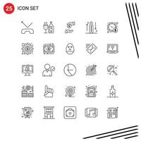 Group of 25 Modern Lines Set for time management increase bribery health drop Editable Vector Design Elements