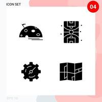 Vector Pack of 4 Icons in Solid Style Creative Glyph Pack isolated on White Background for Web and Mobile Creative Black Icon vector background