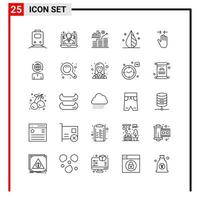 25 íconos generales para el diseño de sitios web, impresión y aplicaciones móviles 25 símbolos de contorno signos aislados en fondo blanco 25 icon pack creative black icon vector background