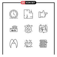 conjunto de 9 iconos de estilo de línea para web y símbolos de esquema móvil para signos de icono de línea de impresión aislados en fondo blanco 9 conjunto de iconos fondo de vector de icono negro creativo