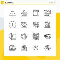 Collection of 16 Universal Line Icons Icon Set for Web and Mobile Creative Black Icon vector background