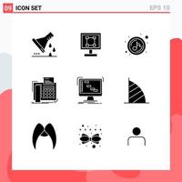 Set of 9 Modern UI Icons Symbols Signs for telefax message program fax quaver Editable Vector Design Elements