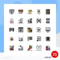 paquete de línea de vector editable de 25 colores planos de línea rellena simple de entrada de cursor de mano izquierda elementos de diseño de vector editables de mente de mano