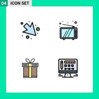 Modern Set of 4 Filledline Flat Colors and symbols such as arrow shopping retro device monitor Editable Vector Design Elements