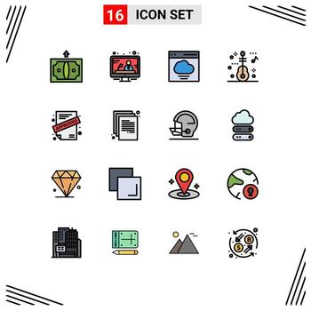 Set of 16 Modern UI Icons Symbols Signs for back to school approved communication application music Editable Creative Vector Design Elements